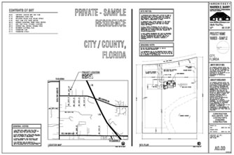 Architectural Construction Documents, custom home plans, site plan, site map, contents of set